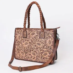 American Darling Western Hand Tooled Leather Laptop Work Tote