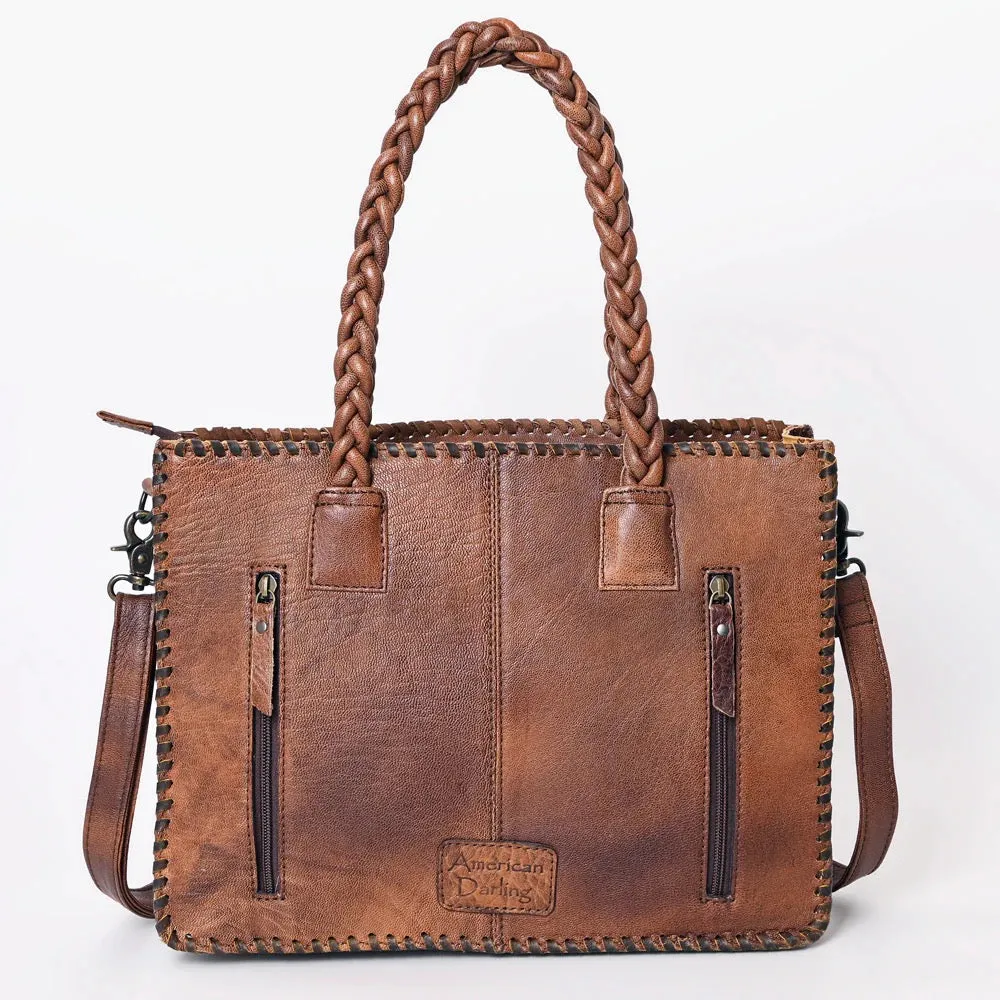 American Darling Western Hand Tooled Leather Laptop Work Tote