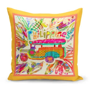 Bibsisita Pillow Case Square 20x20 - Jeepney - Brown