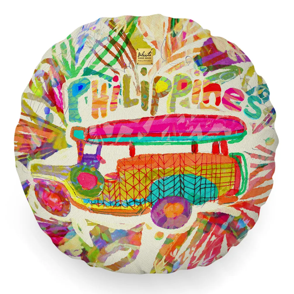 Bibsisita Pillow Round with Filler - Jeepney - Brown