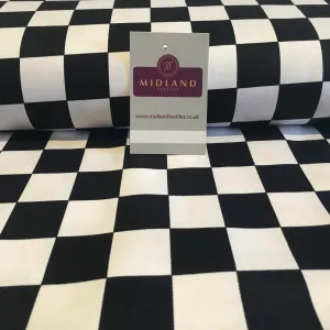Black and White 100% Cotton Drill Chef's Check 58" Wide Fabric Mtex MD843