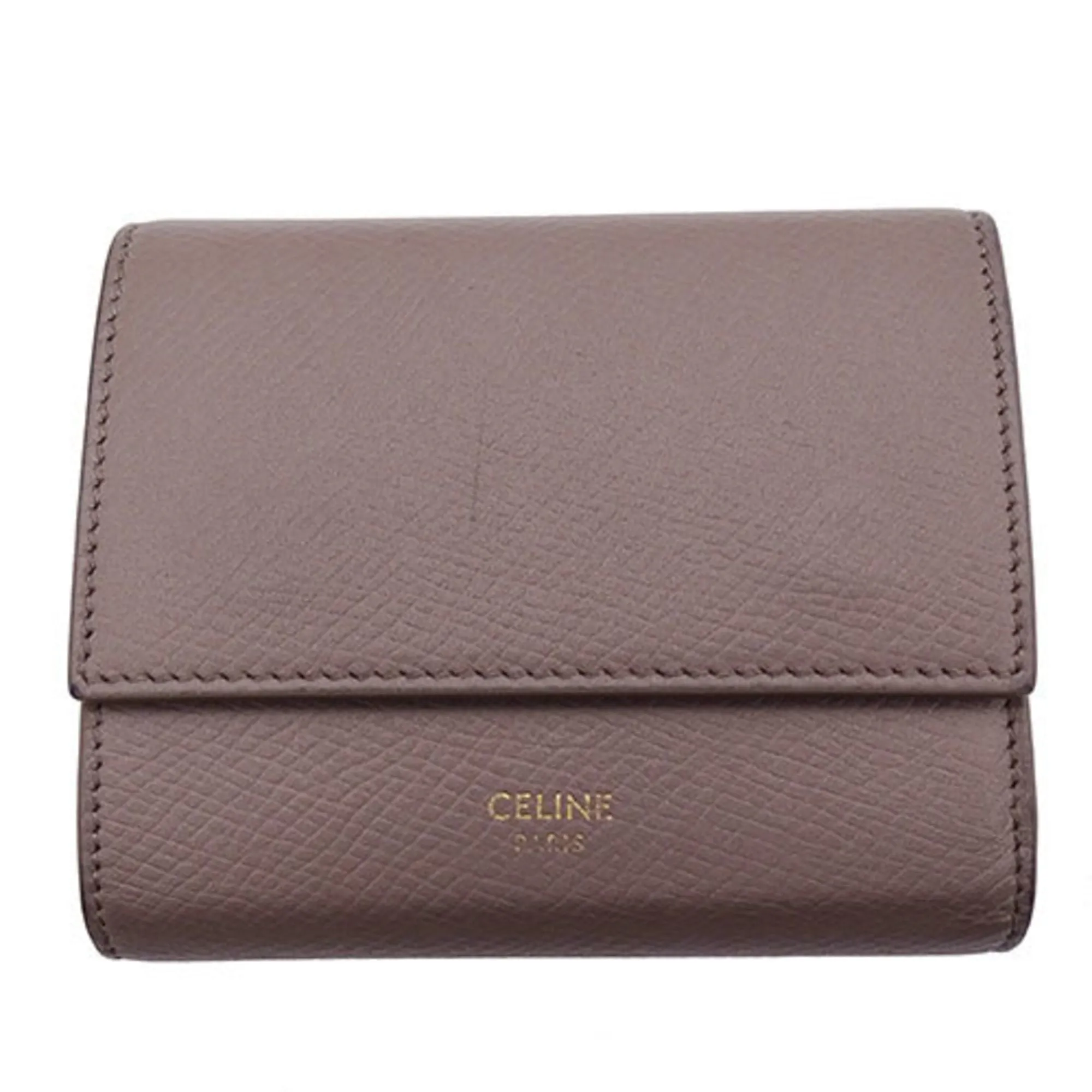 Celine Wallet Women's Bifold Leather Small Trifold Greige