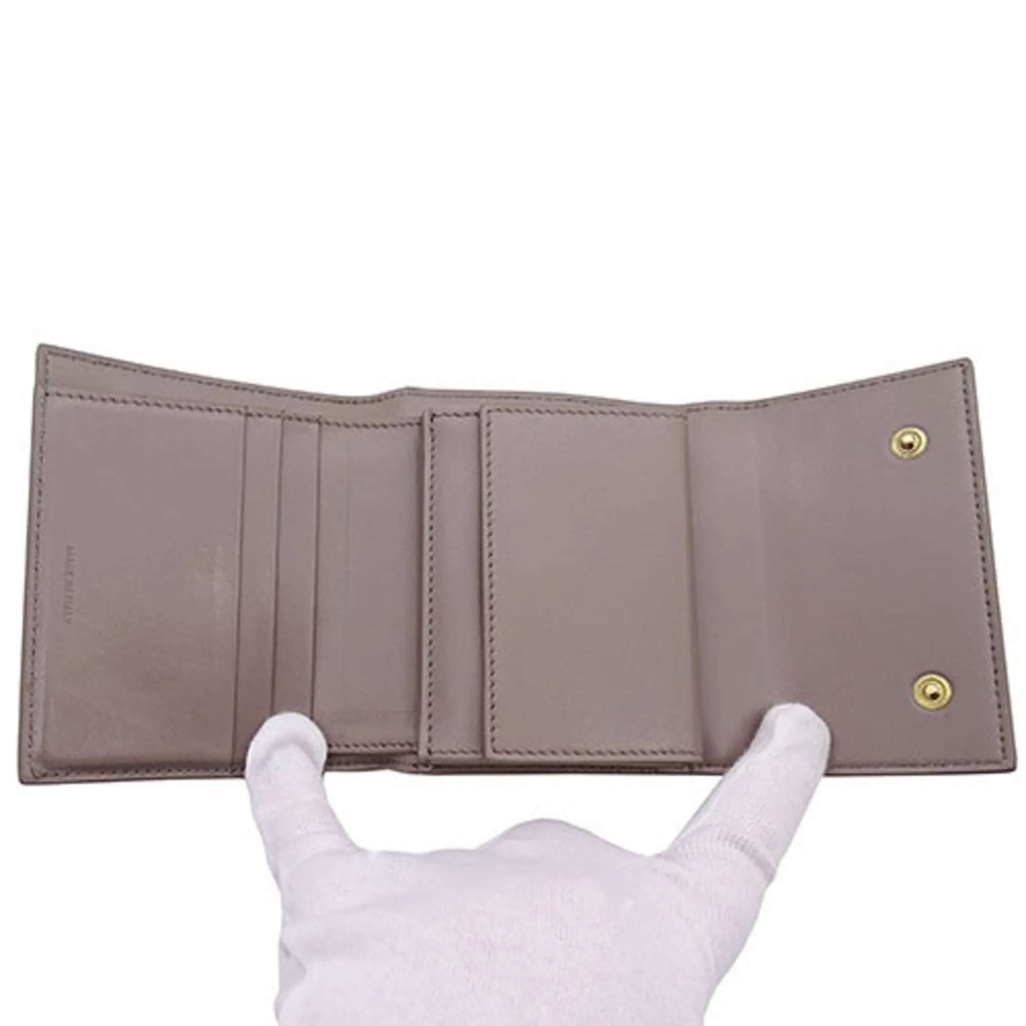 Celine Wallet Women's Bifold Leather Small Trifold Greige