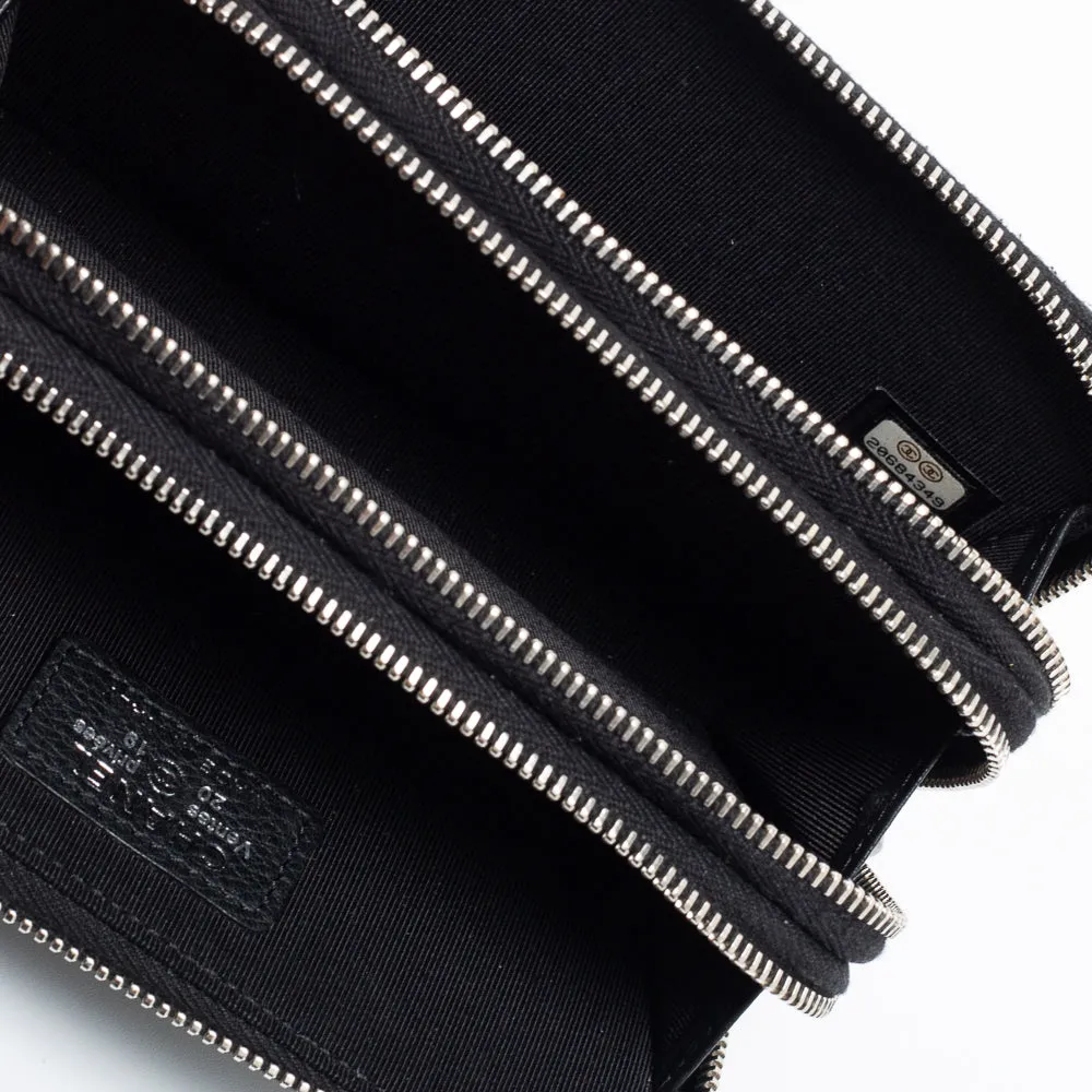 Chanel Black Crystal/Studs Embellished Leather Triple Zip Wallet