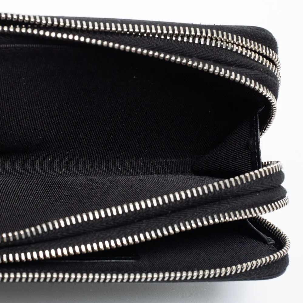 Chanel Black Crystal/Studs Embellished Leather Triple Zip Wallet
