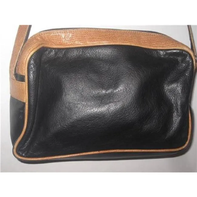 Fendi Vintage Pursesdesigner Purses Black Leather And Brown Alligator Skin Leather Cross Body Bag