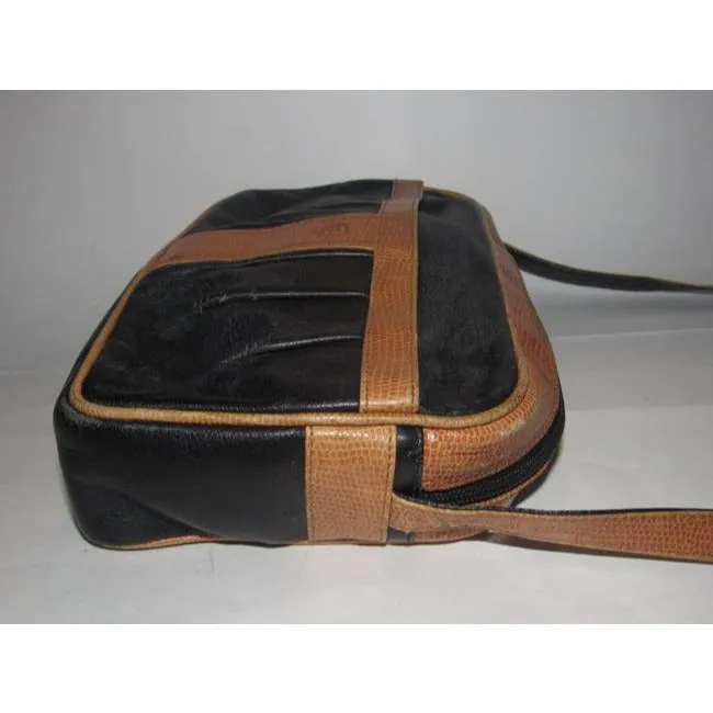 Fendi Vintage Pursesdesigner Purses Black Leather And Brown Alligator Skin Leather Cross Body Bag