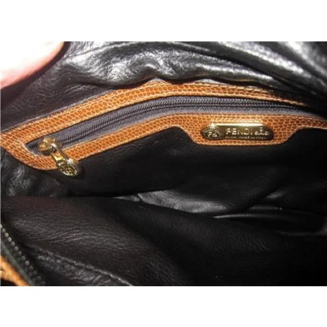 Fendi Vintage Pursesdesigner Purses Black Leather And Brown Alligator Skin Leather Cross Body Bag