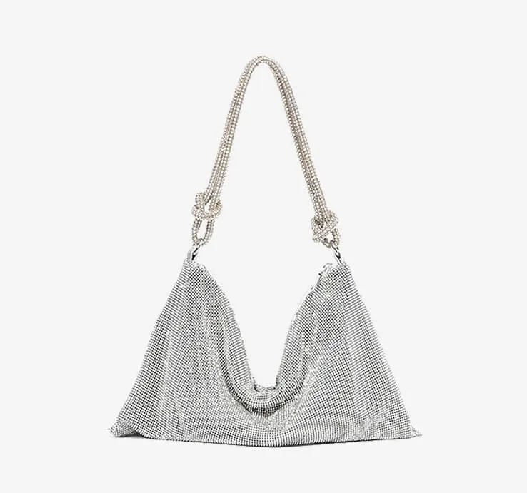 Pink Rhinestone Evening Clutch Bag Bling Purses-Showtown