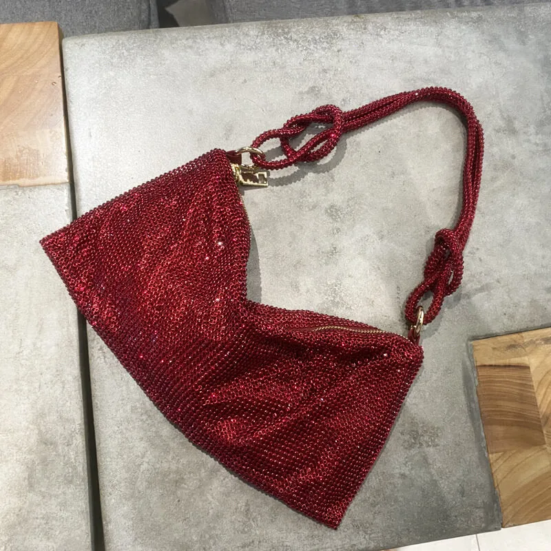 Pink Rhinestone Evening Clutch Bag Bling Purses-Showtown