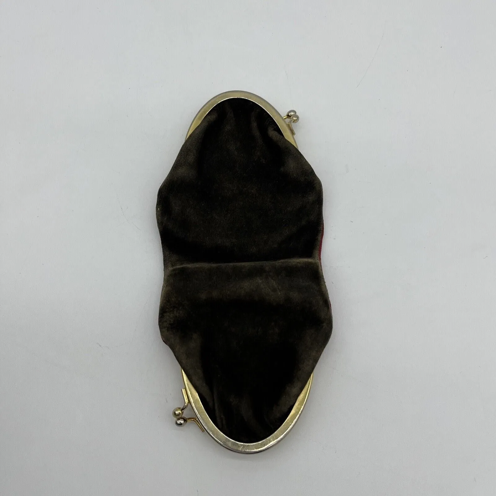 Vintage double sided, red leather & brown suede kiss close change purse
